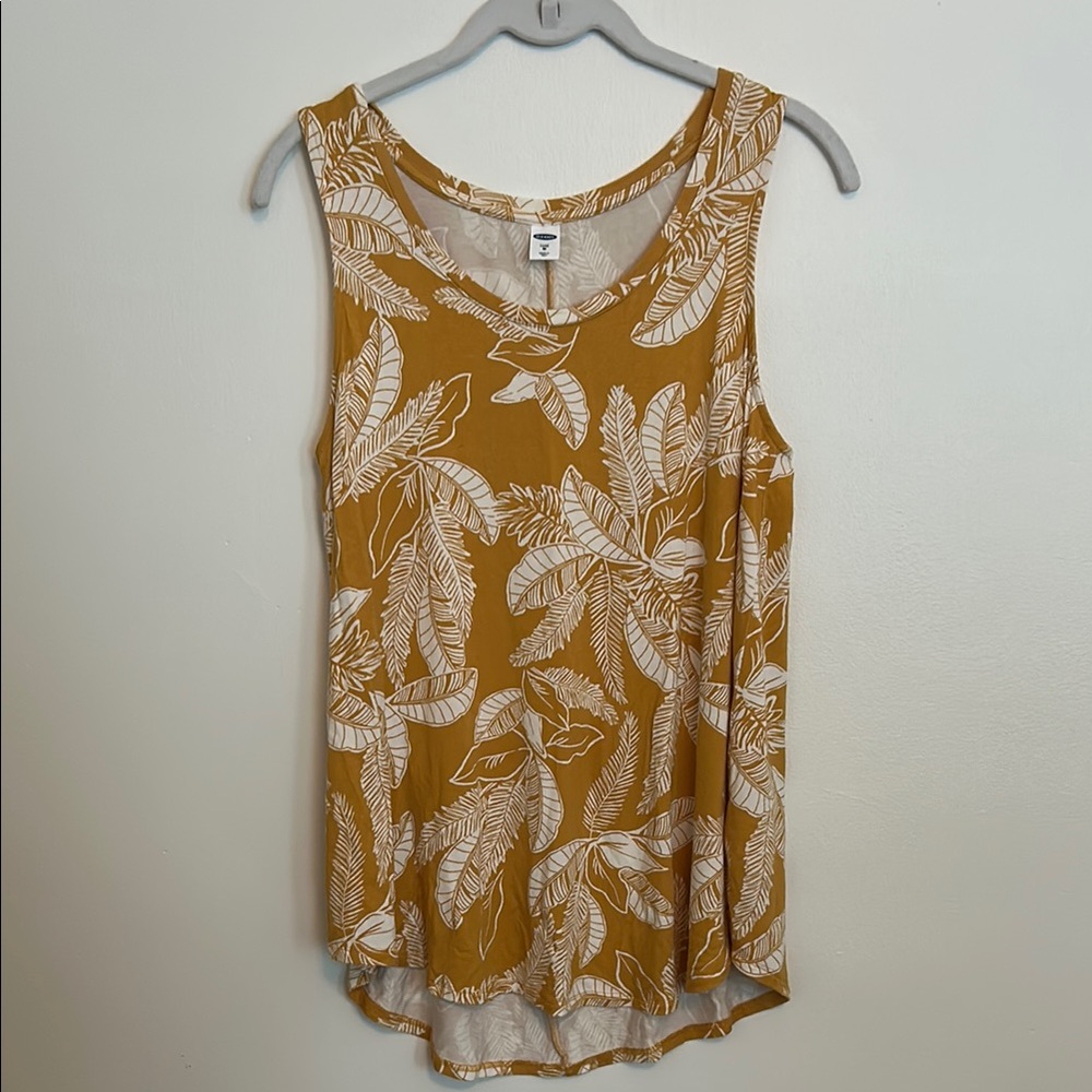 Old Navy Yellow Sleeveless Tank Top with Tropical Print